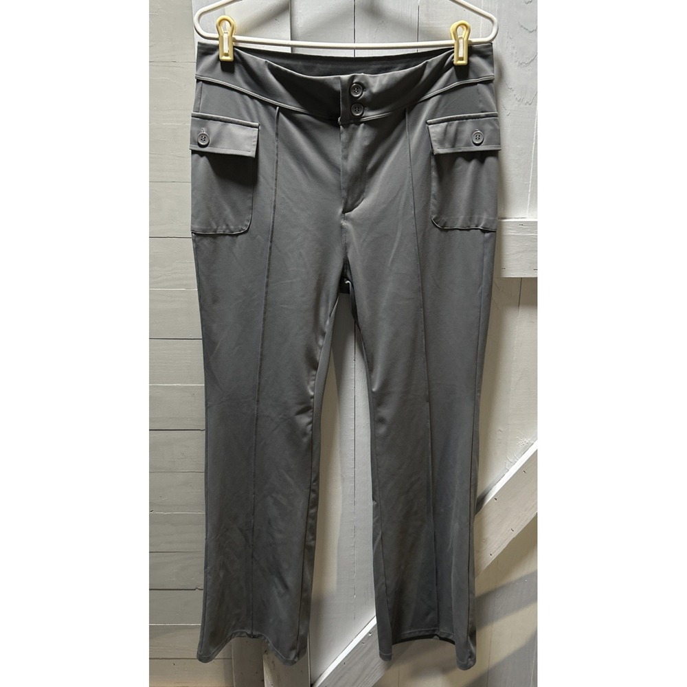Halara DayStretch Pants Size XL Petite High-Rise Front Patch Pockets Flare Gray